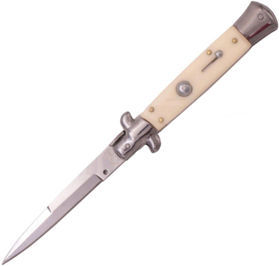 ITALIAN STYLE 9" STILETTO WHITE AUTOMATIC KNIFE-img-0