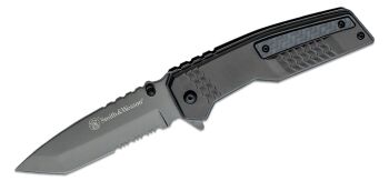 Spec Ops Carbon Assisted Flipper Knife 3.5" Gray Combo Tanto Blade (SW-SW1179962)