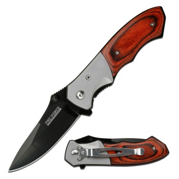 TAC-FORCE - SPRING ASSISTED KNIFE Wood Handle (TF-TF-468)