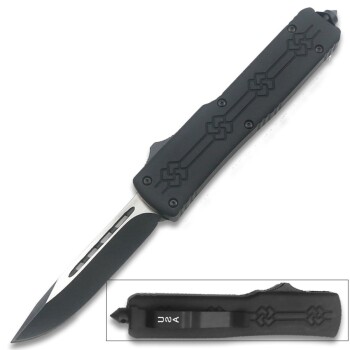 Slim n Soft Black Drop Point OTF Knife Open Tactical Glass Breaker (OH-LOTF-933)
