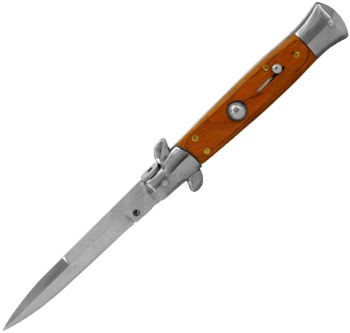 ITALIAN STYLE 9" STILETTO WOOD AUTOMATIC KNIFE (OH-IS9WD)