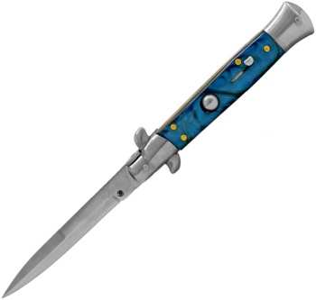 ITALIAN STYLE 9" STILETTO BLUE SWIRL AUTOMATIC KNIFE (OH-IS9BLS)
