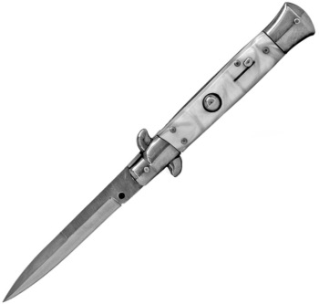 ITALIAN STYLE 9" STILETTO WHITE SWIRL AUTOMATIC KNIFE (OH-IS9WHS)