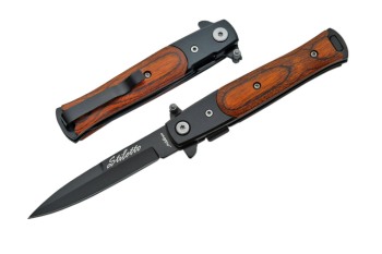4" WOOD STILLETTO TYPE FOLDING KNIFE (SZ-SZ300141-WB)