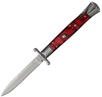 MILANO 10" SWINGUARD RED SWIRL AUTOMATIC KNIFE (4.2" POLISH) (DE-DFSWG-RDS)