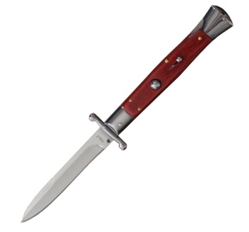 MILANO 10" SWINGUARD RED WOOD AUTOMATIC KNIFE (4.2" POLISH) (DE-DFSWG-RDW)