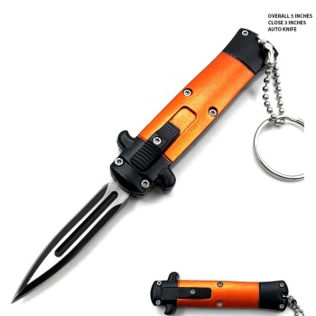 Mini Orange Key Chain OTF Knife Double Edge Blade (OH-T99SP-OR)