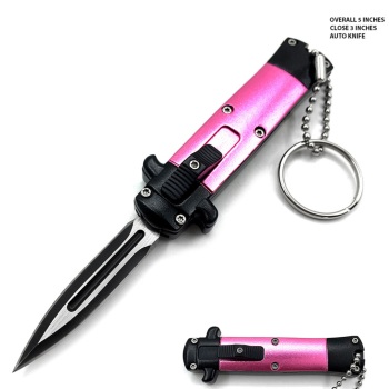 Mini Pink Key Chain OTF Knife Double Edge Blade (OH-T99SP-PK)