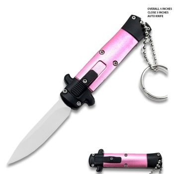 Mini Pink Key Chain OTF Knife Drop Point (OH-T991DP-PK)