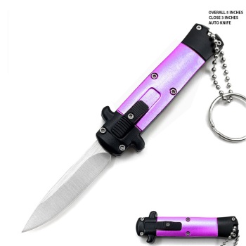 Mini Purple Key Chain OTF Knife Drop Point (OH-T991DP-PR)