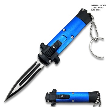 Mini Blue Key Chain OTF Knife Double Edge Blade (OH-T99SP-BL)