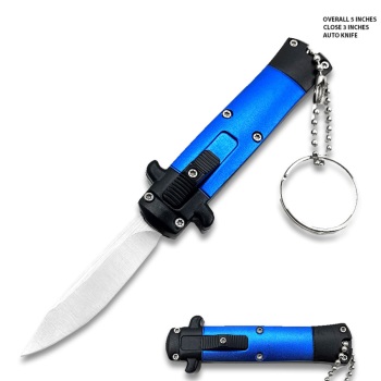 Mini Blue Key Chain OTF Knife Drop Point (OH-T991DP-BL)