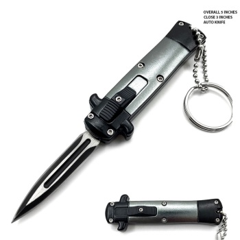 Mini Metallic Gren Key Chain OTF Knife Double Edge Blade (OH-T99SP-GY)