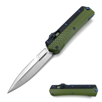 Double Edge Black & Green 2 Tone Handle OTF Knife (OH-LOTF-8GR)