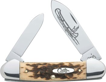 Case XX™ Jigged Amber Bone Canoe Carbon Steel Pocket Knife (CA-CA263)