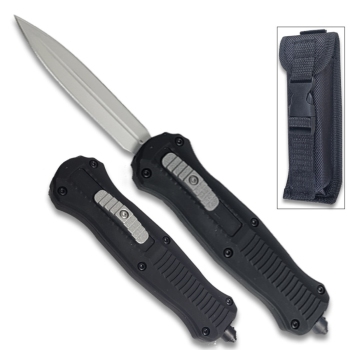 Spear Point OTF Knife Out The Front 7" Overall Black Handle (OH-MOTF-7619BK)