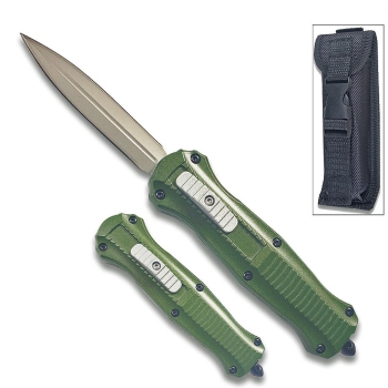 Spear Point OTF Knife Out The Front 7" Spear Point Green Handle (OH-MOTF-7619GN)