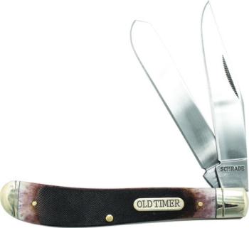 Schrade Old Timer Genuine Bone Gunstock Trapper Folding Pocket Knife (SC-SC94OTB)