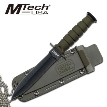 MTECH USA MT-632DGN 6 In. Mini Combat Neck Knife Black Blade- Green Ha (MC-MT-632DGN)