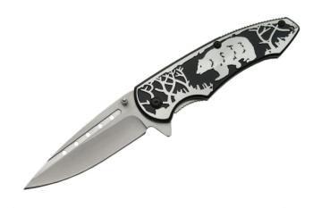 Rite Edge 300268-BK 4.5 inch SILVER/BLACK BEAR EMBOSSED FOLDING KNIFE (SZ-SZ300268-BK)