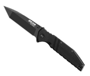 Bear & Son 61503 - 4 1/2 in. Black G10 Assisted Tanto Sideliner (BS-BS61503)