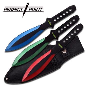 PERFECT POINT PP-114-3RGB THROWING KNIFE SET 9 inch OVERALL (MC-PP-114-3RGB)
