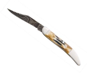 3 In. Genuine India Stag Bone Little Toothpick Damascus (BS-BS5193D-1/2)