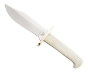 6 1/2 In. White Smooth Bone Baby Bowie W/leather Sheath (BS-BSWSB00-1/2)