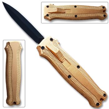 OTF Stiletto Blade Knife Gold (OH-T3104-G)