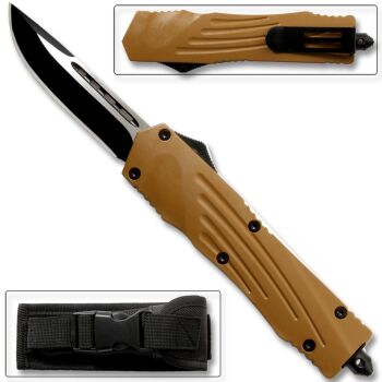 OTF Clip Point Blade Brown with Sheath (OH-OTF-130BR)