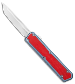 No Limit Knives Vanga Red/Blue OTF Automatic Knife - Tanto Satin Plain (NO-NL-VANGA RED/BLUE)