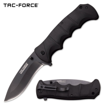 TAC FORCE TF-924B SPRING ASSISTED KNIFE 5" CLOSED Black Rubber Handle (MC-TF-924B)