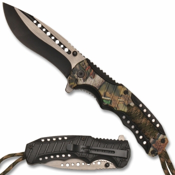 PK-3059 - Spring Assisted Knife Camo Handle Camo Cord Wrap (OH-PK-3059)