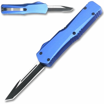 T944-BL - California Legal OTF Dual Action Knife (Blue) Tanto Blade (OH-T944-BL)