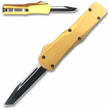 T944-GD - California Legal OTF Dual Action Knife (Gold) Tanto Blade (OH-T944-GD)