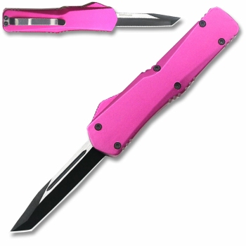 T944-PK - California Legal OTF Dual Action Knife (Pink) Tanto Blade (OH-T944-PK)