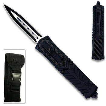 Delta Medium OTF Carbon Fiber Black Double Edge Knife (OH-MOTFM40)