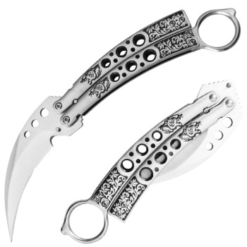 Silver Karambit Tactical Butterfly Knife Sharp Limited Edition (OH-BF707S)