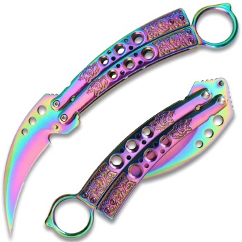 Rainbow Karambit Tactical Butterfly Knife Sharp Limited Edition (OH-BF707RB)