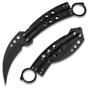 Black Karambit Tactical Butterfly Knife Sharp Limited Edition (OH-BF707BK)