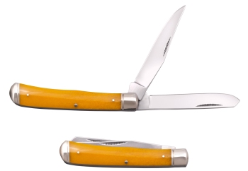 TRAPPER KNIFE  2 BLADES YELLOW BONE HANDLE (CS-CSFL-TRPR-Y)