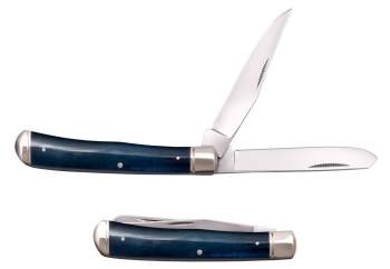 TRAPPER KNIFE  2 BLADES BLUE BONE HANDLE (CS-CSFL-TRPR-B)
